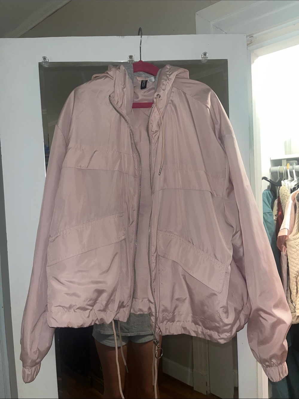 Women's Light Pink Hooded Bomber Jacket by H&M